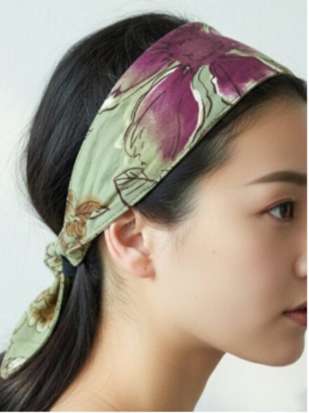 Adjustable Headbands - Tie knot in the back - Abstrack leafs Green burgundy - OZ
